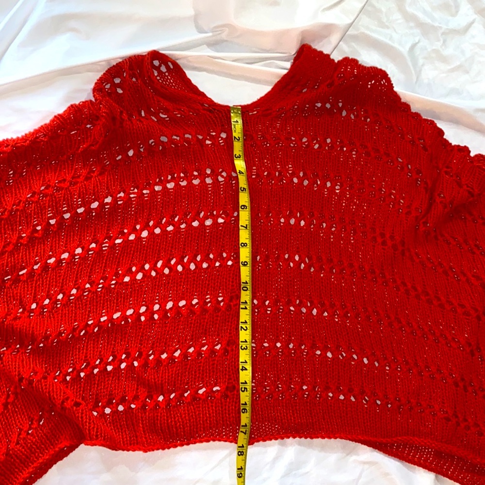 Anthropologie Wooden Ships Poncho Shawl Light Knit Orange/Red Sz M-L